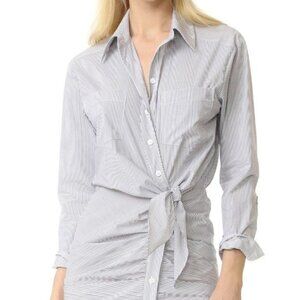 Veronica Beard Sierra Dress Strip White Black Cotton Shirt Dress Size 6